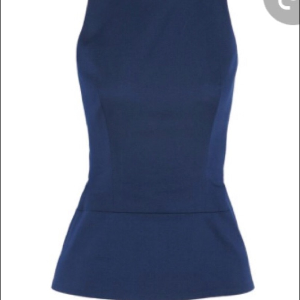 Victoria Beckham Navy Peplum Sleeveless blouse